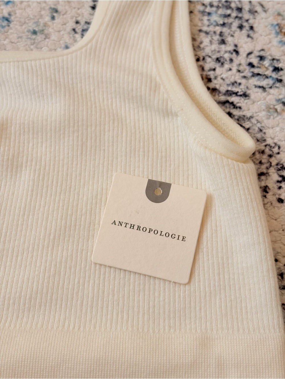 by ANTHROPOLOGIE Cream Ribbed Tank Top XXS/XS - Picture 4 of 6
